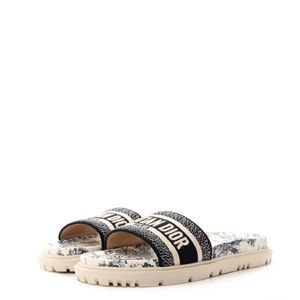 CHRISTIAN DIOR
Canvas Embroidered Toile de Jouy Dway Slide Sandals